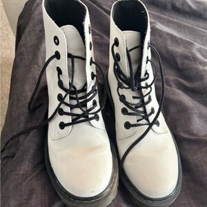 Dr. Martens White Leather Combat Boots